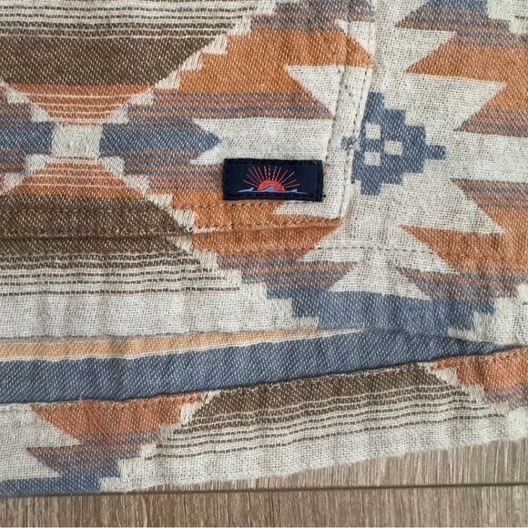 Faherty RARE Doug Good Feather Aztec Tribal Organic Cotton Poncho Hoodie Mens M - Picture 5 of 14